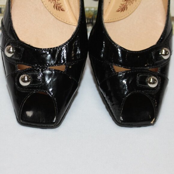Sofft Simone Black Patent Open Toe Heels - Picture 4 of 15